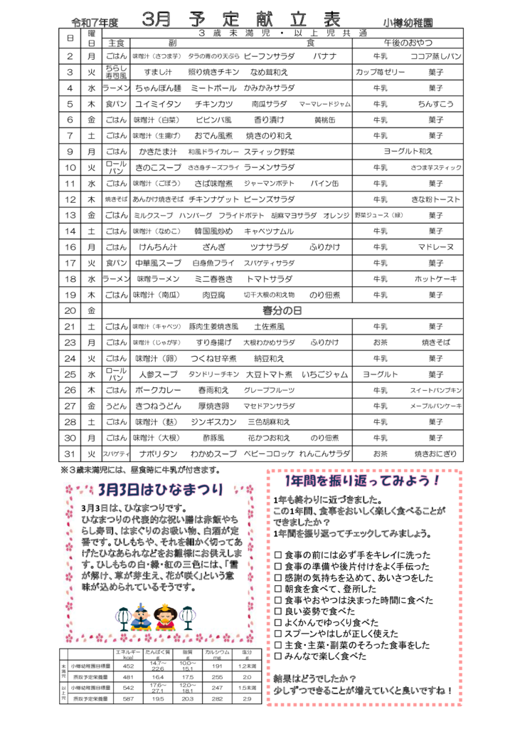 月間献立 2026年3月のサムネイル